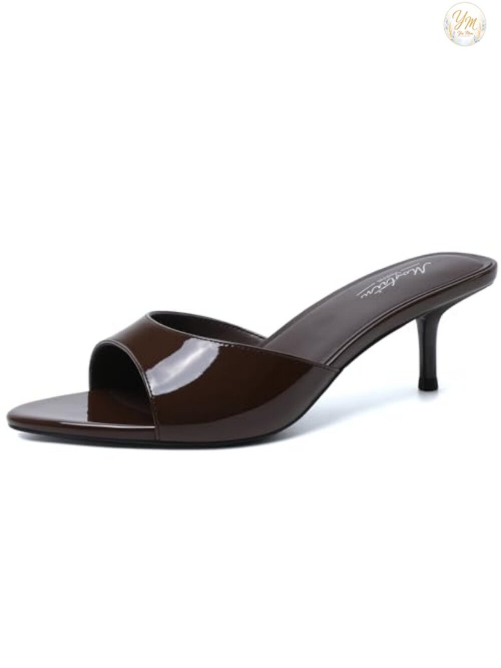 Mostrin Women's Kitten Heel Mules Pointed Toe Faux Leather Slip-On Backless